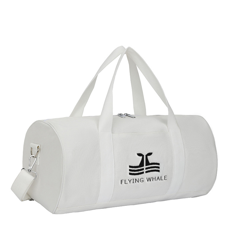 New Canvas Heat Transfer Cylinder Travel Bag with Custom Logo With Gym Fitness
