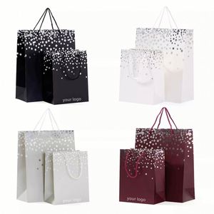 Sacs en papier personnalisés imprimés, sacs cadeaux en papier kraft blanc de luxe en carton pour sacs de shopping avec votre propre logo - Product Image 1
