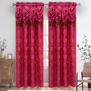 Bán buôn thiết kế nhà giáng sinh <span class=keywords><strong>Red</strong></span> Floral bảng điều chỉnh hai laysers Jacquard sẵn sàng thực hiện rèm cửa sổ cho phòng khách sang trọng - Product Image 1