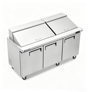 <span class=keywords><strong>Table</strong></span> de préparation de salades avec ventilateur de refroidissement commercial, planche à découper et bacs, <span class=keywords><strong>3</strong></span> <span class=keywords><strong>portes</strong></span>, commande numérique, acier inoxydable 304 - Product Image 2