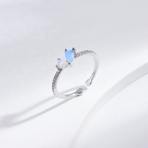 Anillo de plata de ley 925 con ópalo y cruz, estilo minimalista para mujer, novedoso, fino, apilable, chapado en oro, con diseño de mariposa, precio de fábrica. - Product Image 2