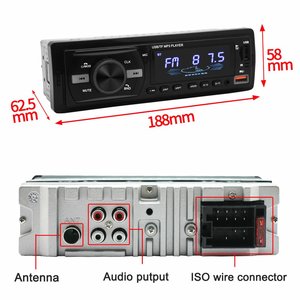 เครื่องเล่น MP3 ในรถยนต์ พร้อมช่องเสียบ USB TF วิทยุ FM บลูทูธ 12V 1 Din ระบบเสียงสเตอริโอในตัว พร้อมช่องเสียบ USB SD AUX - Product Image 4