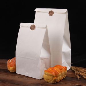 Sacs en papier kraft personnalisés, imprimés, recyclés, blancs, pour la restauration à emporter, sans poignées, avec votre propre logo - Product Image 2