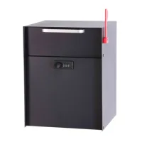 Boîte aux lettres moderne étanche en acier noir Boîte aux lettres murale et debout avec serrure à clé pour appartement et bureau