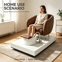Fauteuil de pédicure électrique multifonction inclinable avec massage, bain de pieds en céramique, sans plomberie, mobilier de salon de manucure