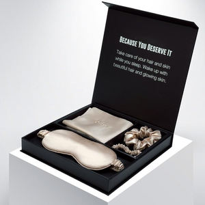 Federa in seta di lusso elegante sogno vuoto di fascia alta 4 pezzi set regali per dormire confezione scatola di carta chiusura magnetica per laminazione opaca - Product Image 1