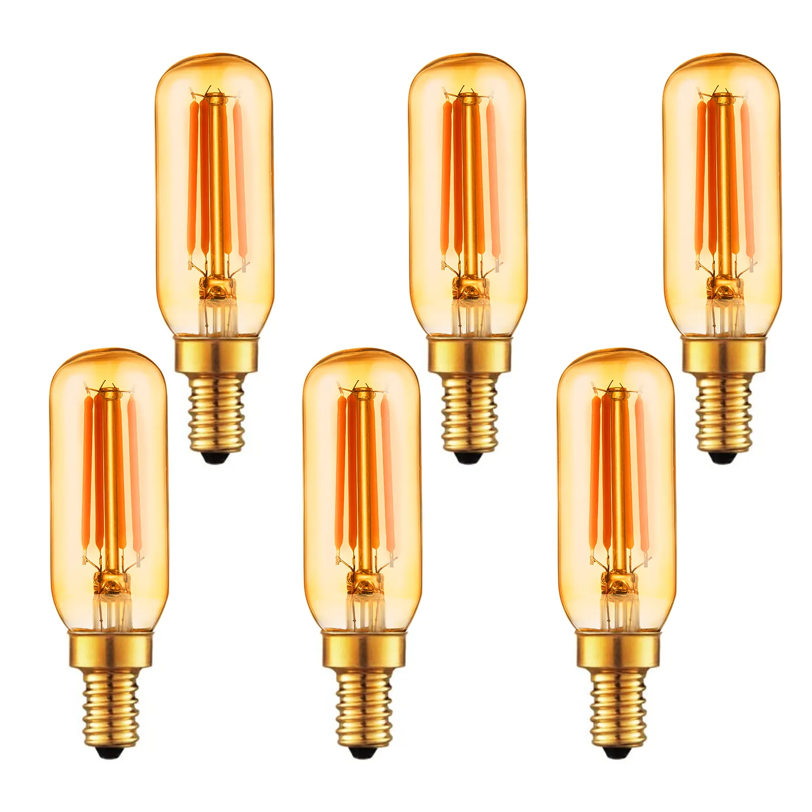 T6 Amber LED Bulb E12 Candelabra 40W Bulb Dimmable Edison Replacement Bulb for Chandelier, Ceiling Fan and Pendant Light, Warm Y