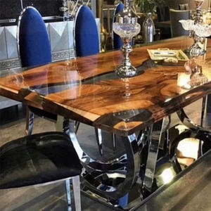 Mesa de comedor personalizada de Río, resina epoxi sólida americana de nogal, resina ultra transparente - Product Image 3