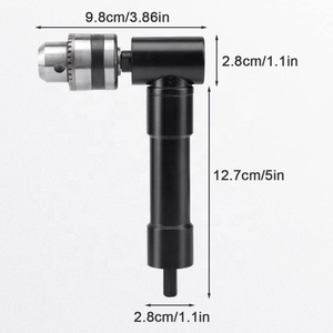 Adaptateur de perceuse à angle droit, adaptateur d'angle pour foret à 90 degrés avec mandrin à clé de 3/8 pouces, tige hexagonale de 8 mm - Product Image 2