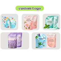 Pochette à bec verseur laminée écologique refermable, format personnalisé, avec logo, pour recharge de détergent liquide, emballage pour lessive domestique