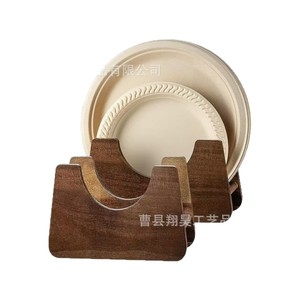 Wooden <b>Plate</b> <b>Rack</b> Round Kitchen Storage Eco Friendly Solid Wood Countertop Organizer - Product Image 5