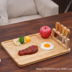 Ensemble de planches à fromage en bambou avec couteaux, grand plateau de service pour charcuterie, collations et fruits - Product Image 4
