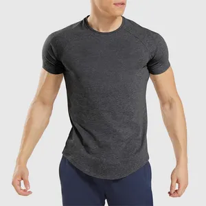 좋은 가격 Combed 면 스판덱스 남자 근육 실행 통기성 라글란 슬리브 티셔츠