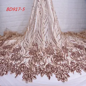 1737 Shining fransız tül dantel kumaş altın pullu dantel kumaş elbise