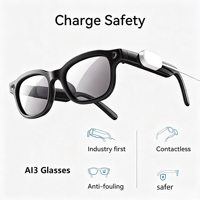 Lunettes intelligentes, monture en plastique et titane, design rond noir, lunettes de mode pour femmes et hommes