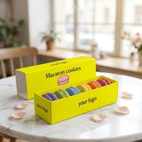 Boîte à macarons coulissante personnalisable et recyclable, emballage pour biscuits pastel, idéale pour la pâtisserie et le rangement de friandises.