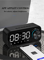 Grosir tombol Subwoofer Desktop Alarm jam LED Speaker Bass lampu malam Mini Portabel Speaker BT nirkabel