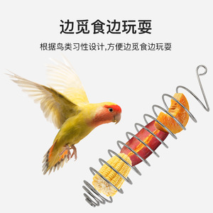 Stainless Steel <b>Bird</b> <b>Feeder</b> Fork Hanging Fruit Basket Spiral Design For <b>Birds</b> And Small Pets Durable Pet Food Rack - Product Image 5