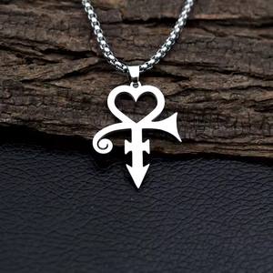Moda de acero inoxidable Corazón de amor Príncipe símbolo colgante collar gótico joyería cantante artista Príncipe regalos - Product Image 2