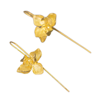 Modische Hängeohrringe 925 Sterling Silber Vergoldet Luxuriöses Trendiges Schmetterling-Orchideen-Blumen-Design für Hochzeiten Partys Geschenke
