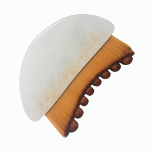 Brosse de massage en cristal naturel transparent avec poils doux, outil de drainage lymphatique Gua Sha pour le visage - Product Image 5