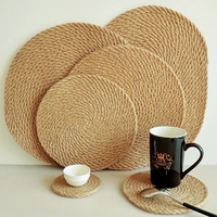 Napperons ronds modernes en lin naturel tissé, écologiques et réutilisables, personnalisables pour la décoration intérieure et la protection de la table