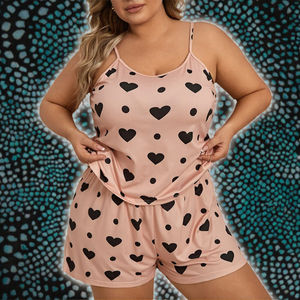 Ensemble de pyjama d'été sexy grande taille pour femme, avec short et débardeur ample réglable, taille élastique, pour la maison et la chambre - Product Image 3