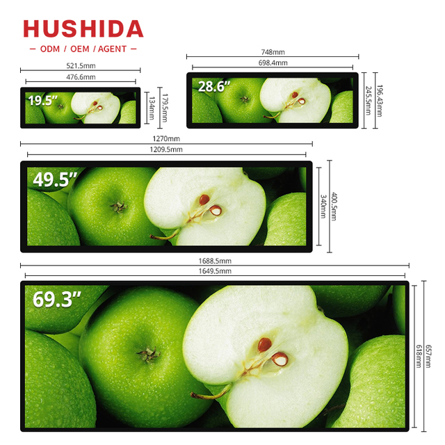 High Quality 34 Inch Slim Ultra Wide Shelf Screen TFT Monitor Stretch Bar LCD Display for Shelves