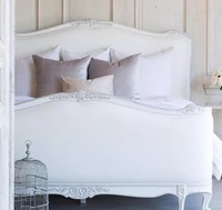 Meubles de chambre à coucher américains en bois massif blanc, lit Queen ou King Sophia, design traditionnel antique