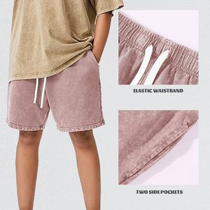 Shorts de sport en coton pour femme FOXA, taille élastique avec cordon de serrage, coupe ample, style vintage délavé à l'acide - Product Image 6