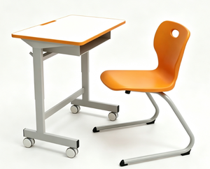 Ensemble bureau et chaise réglables en hauteur pour étudiants, table de classe mobile avec roulettes pour l'étude des enfants - Product Image 5