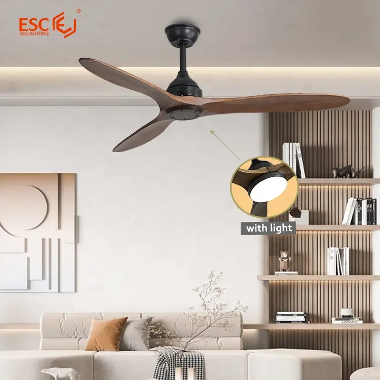 Stijlvolle Europese Eenvoudige Massief Houten 52 Inch 3 Blade Plafond Ventilator Met Afstandsbediening