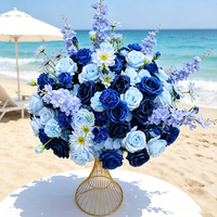 2M Zijden Kunstmatige Rozen Bloemenrij Donkerblauwe Bruiloft Achtergronddecoratie voor Vierkante Boog Frame Bloemstuk