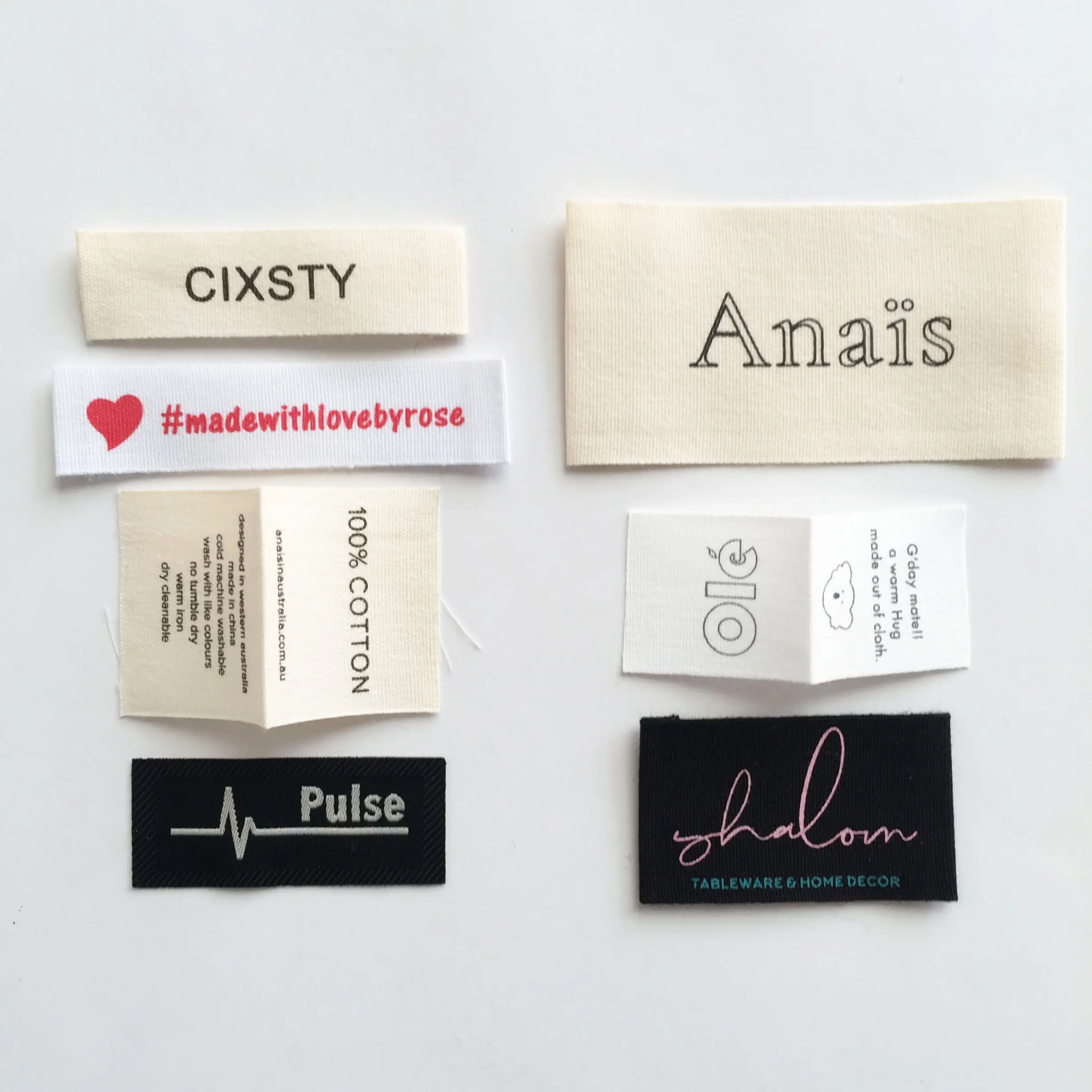 Very Cheaper Eco-Friendly Brand Logo Clothing Care Cotton Label Printed Soft 100% Organic Garment Cotton Labels