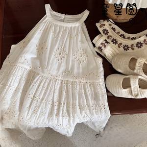 Nuovo Stile Estivo per Bambine, Vestito Principessa Versione Coreana con Pizzo Ricamato e Collo all'Americana, Vendita all'Ingrosso per l'Esportazione - Product Image 1