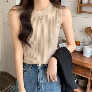 Gilet Estivo da <span class=keywords><strong>Donna</strong></span> con Scollo Tondo <span class=keywords><strong>Senza</strong></span> <span class=keywords><strong>Maniche</strong></span> Aderente in <span class=keywords><strong>Maglia</strong></span> Moda Top Interno Casual Tinta Unita - Product Image 2