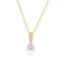 Offre Spéciale – Parure de Bijoux Luxe en Argent Sterling 925 Plaqué Or avec Zircon Cubique Taille Poire – Boucles d'Oreilles et Collier pour Femme