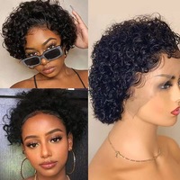 Perruques synthétiques Lace Front complètes courtes, volumineuses, noires, naturelles, effet duveteux, petites boucles africaines, résistantes à la chaleur, pour femmes, vente en gros