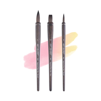 ArtSecret 3 pinceaux à poils ronds et plats avec manche en bois pour aquarelle, série 963