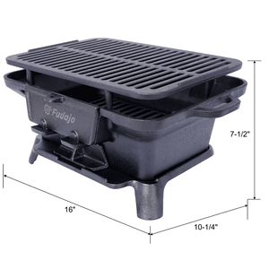 Parrilla de carbón ovalada de hierro fundido Fudojo para exteriores con función de plancha, pequeña parrilla para barbacoa para uso en jardín. - Product Image 5