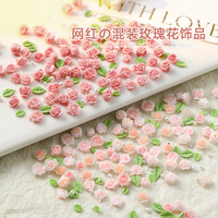TSZS 40 pièces taille mixte rose Rose Nail Art décalcomanies 3D luxe résine perle fleur breloques accessoires pièces pour décorations d'ongles