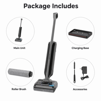 Nettoyeur de sol sans fil 24000Pa, mode puissant 120W, moteur sans balais, aspirateur eau et poussière autonettoyant 100 ° Base de séchage C