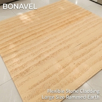 Panneau mural flexible en pierre compactée jaune grand format MCM, tuile souple légère ignifuge pour revêtement extérieur de bâtiment