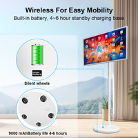 Tv Smart layar sentuh 32 inci, Tablet Pc elektronik besar dengan Monitor roda portabel Tv Android dengan kamera