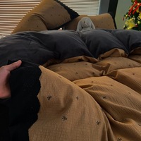 Parure de lit quatre pièces en velours de lait pour la maison : housse de couette, draps, taies d'oreiller – Tailles Queen et King – Ensemble de literie en flanelle
