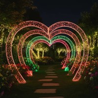 Arche lumineuse géante en forme de cœur à LED, résistante aux intempéries, pour mariage, fête, parc à thème, décoration festive commerciale