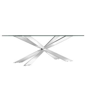 Modern Luxury Stylish Rectangular <strong>Dining</strong> <strong>Tables</strong> Clear Glass Stainless Steel Contemporary <strong>Dining</strong> <strong>Table</strong> Set - Product Image 3