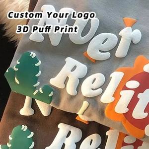 T-shirts Hip Hop pour Hommes en Coton 100% Respirant, Personnalisés en 3D avec Broderie sur Tissu Éponge Surdimensionné, Impression à l'Écran en Mousse et Gaufrage - Product Image 4