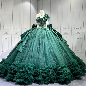 Buy In Bulk Emerald Green Dress Black Lace Wholesale Luxury Dress |  Alibaba.com