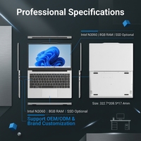 Ordinateur portable neuf de 14,1 pouces équipé d'un processeur Intel N3060 2 cœurs, résolution : 1920*1080, Windows 10. Ordinateur portable professionnel